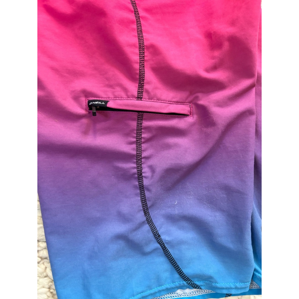 Boys O'Neill Hyperfreak Board Shorts Size 27 Pink Blue Swim Trunks - Picture 7 of 9